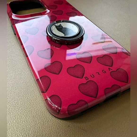 BURGA iPhone 14 Pro Max Heart Case with attached Black Cat Ring - Picture 3 of 15